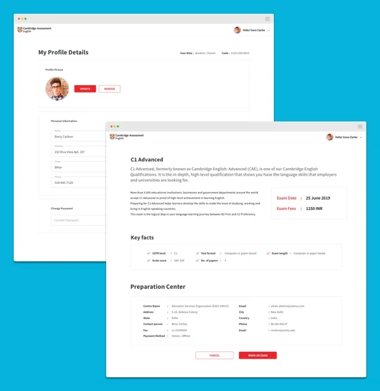 My profile details of CRM system