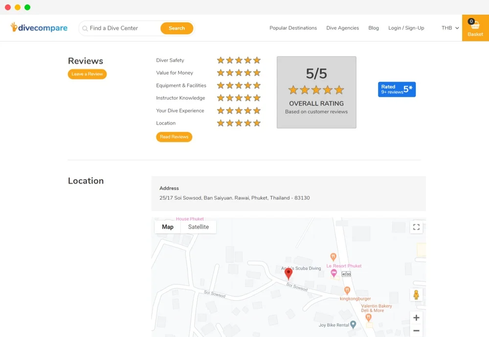 reviews on dive compare website