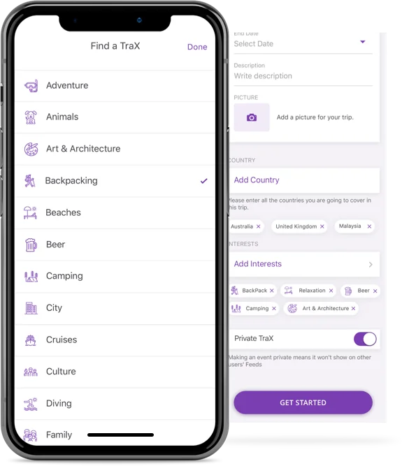 Filter by Interest of MyTrax App