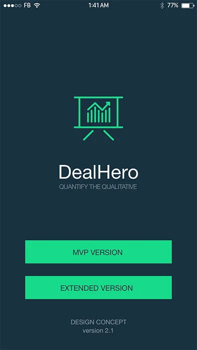 Dealhero app main page - interview management App