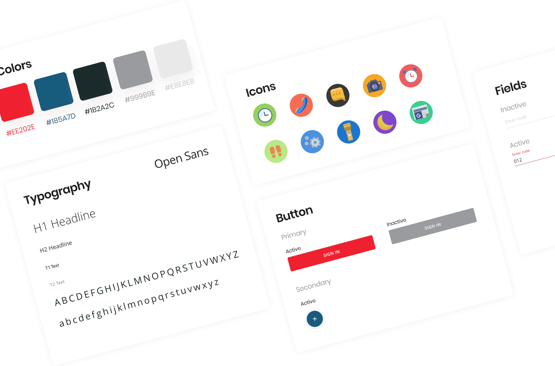 Colors, Icons and Typography of ZTyme Mobile App