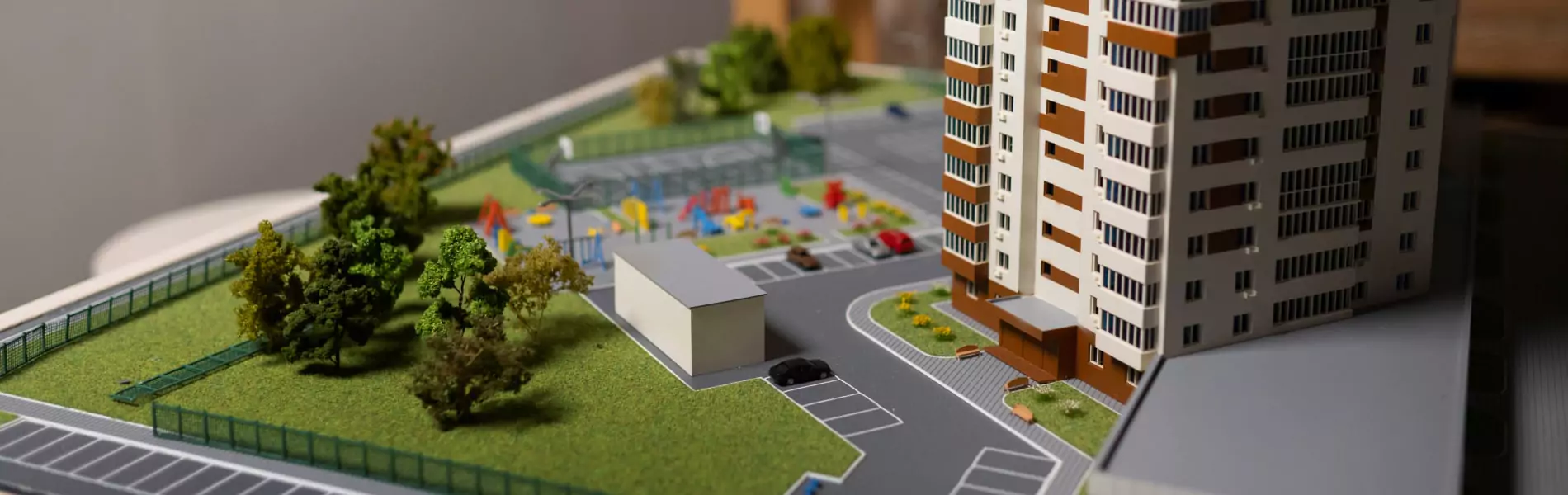 Small model of construction project on table