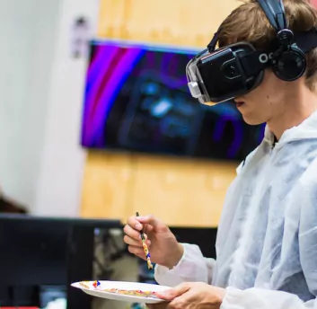 A person using virtual reality headset