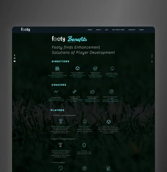 Footy's welcome page